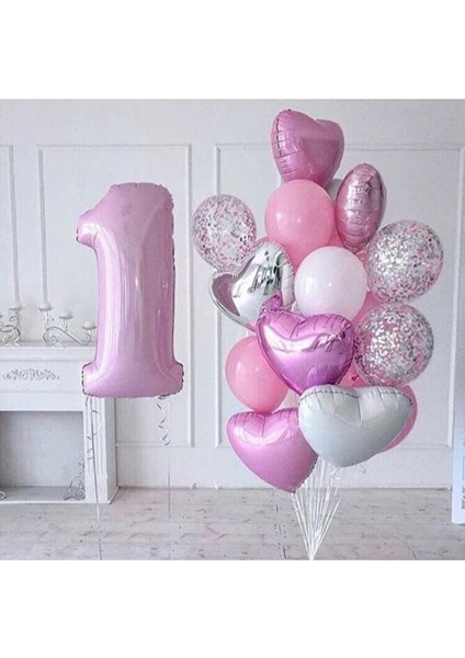 Pembe Doğum Günü Partisi - Kalpli Pembe Balon Konsepti - Yaş Günü Partisi
