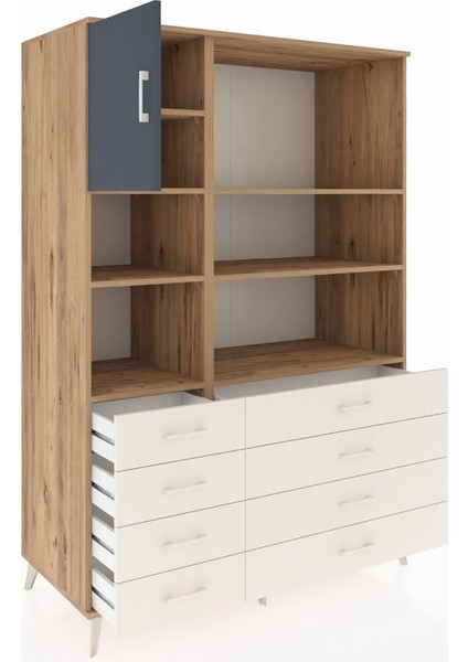 Kronos Dolap 7 Raflı 8 Çekmeceli Tek Kapaklı 132X59X195 Çam-Antrasit/aytaşı indirimleri