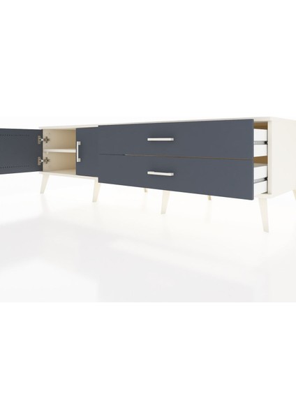 Kronos Tv Ünitesi Tek Raflı 2 Çekmeceli 2 Kapaklı 176X59X51 Aytaşı-Antrasit/antrasit fırsatları