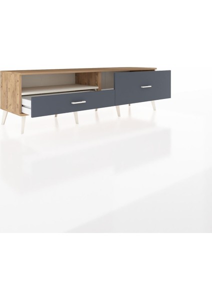 Hyperion Tv Ünitesi Tek Raflı 2 Çekmeceli 176X44X51 Çam-Aytaşı/antrasit indirimleri