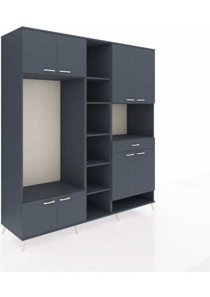 Kronos Dolap 12 Raflı Tek Çekmeceli 8 Kapaklı 220X59X243 Antrasit-Antrasit/antrasit fiyatları