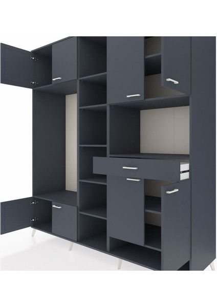 Kronos Dolap 12 Raflı Tek Çekmeceli 8 Kapaklı 220X59X243 Antrasit-Antrasit/antrasit fırsatları