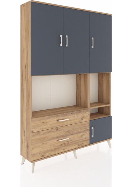 Arges Dolap 7 Raflı 2 Çekmeceli 4 Kapaklı 132X30X195 Çam-Antrasit/çam fiyatları