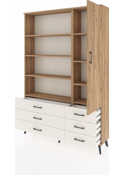 Arges Dolap 8 Raflı 6 Çekmeceli Tek Kapaklı 132X30X195 Çam-Çam/aytaşı modelleri