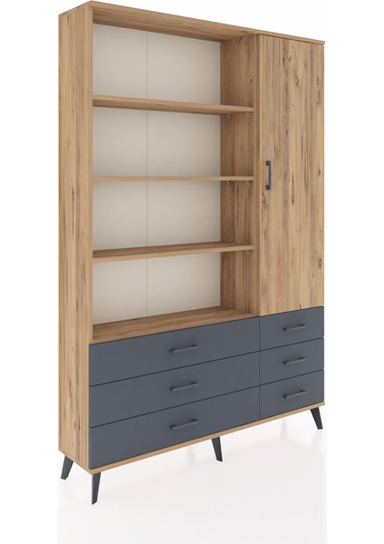 Arges Dolap 8 Raflı 6 Çekmeceli Tek Kapaklı 132X30X195 Çam-Çam/antrasit fiyatları