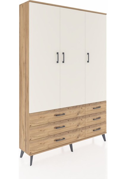 Arges Dolap 5 Raflı 6 Çekmeceli Tek Askılı 132X30X195 Çam-Aytaşı/çam fiyatları