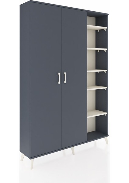 Arges Dolap 7 Raflı 2 Kapaklı Tek Askılı 132X30X195 Antrasit-Antrasit/aytaşı fiyatları
