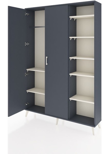 Arges Dolap 7 Raflı 2 Kapaklı Tek Askılı 132X30X195 Antrasit-Antrasit/aytaşı modelleri