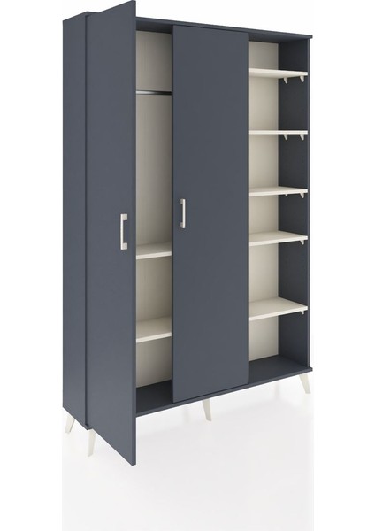 Arges Dolap 7 Raflı 2 Kapaklı Tek Askılı 132X30X195 Antrasit-Antrasit/aytaşı indirimleri