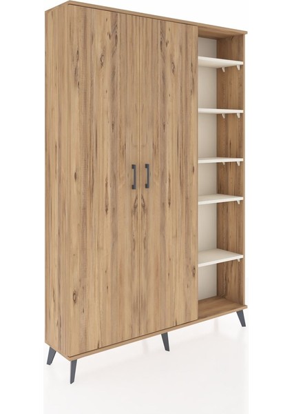 Arges Dolap 7 Raflı 2 Kapaklı Tek Askılı 132X30X195 Çam-Çam/aytaşı fiyatları