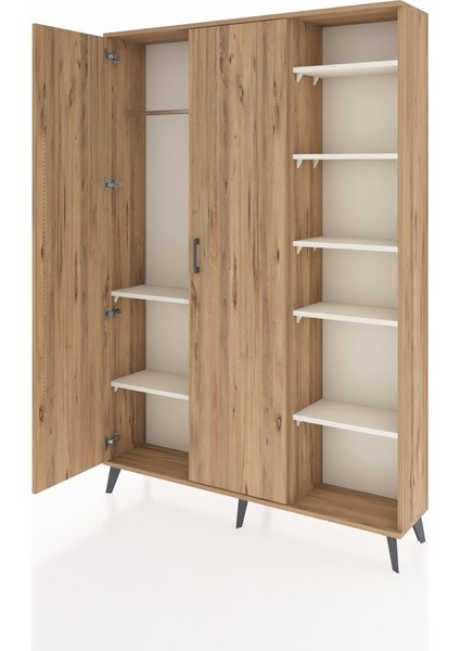 Arges Dolap 7 Raflı 2 Kapaklı Tek Askılı 132X30X195 Çam-Çam/aytaşı modelleri