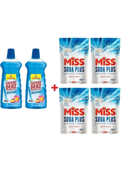 Klorak 2 Adet 970 ml Fayans Derz Temizleyici 4 Adet Miss Soda Plus 500 ml