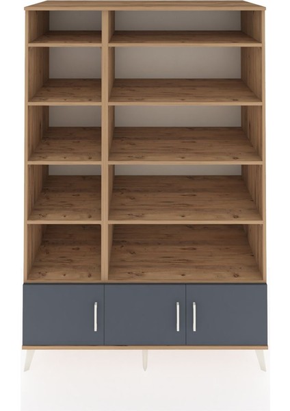 Kronos Dolap 10 Raflı 3 Kapaklı 132X59X195 Çam-Antrasit/çam