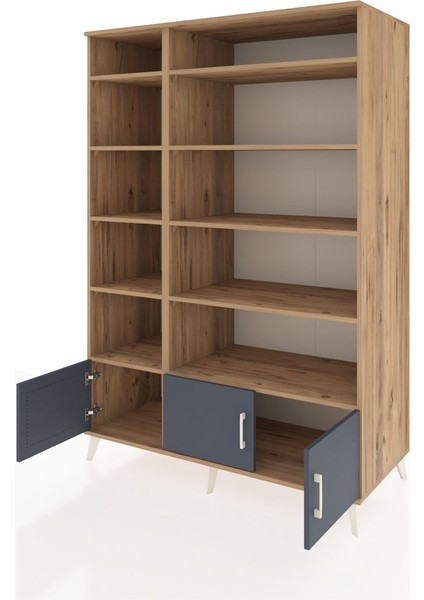 Kronos Dolap 10 Raflı 3 Kapaklı 132X59X195 Çam-Antrasit/çam modelleri