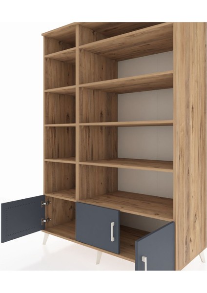 Kronos Dolap 10 Raflı 3 Kapaklı 132X59X195 Çam-Antrasit/çam fırsatları