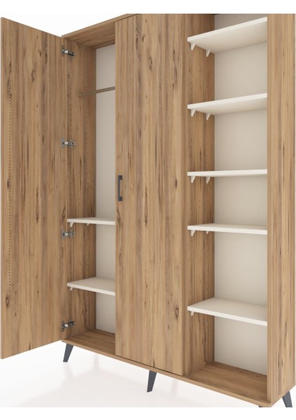 Arges Dolap 7 Raflı 2 Kapaklı Tek Askılı 132X30X195 Çam-Çam/aytaşı fırsatları