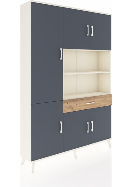 Arges Dolap 10 Raflı Tek Çekmeceli 6 Kapaklı 132X30X195 Aytaşı-Antrasit/çam fiyatları