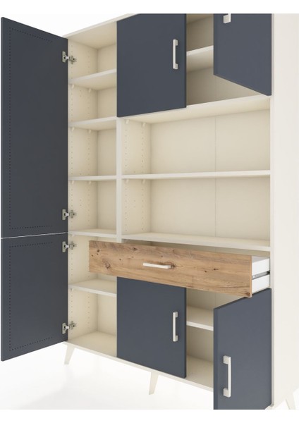 Arges Dolap 10 Raflı Tek Çekmeceli 6 Kapaklı 132X30X195 Aytaşı-Antrasit/çam fırsatları