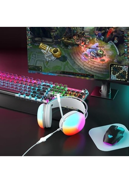Aula S505 Rgb USB Gaming Mikronfonlu Oyuncu Kulaklığı Pembe modelleri