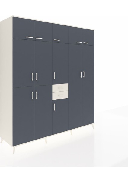 Kronos Dolap 10 Raflı 2 Çekmeceli 3 Askılı 220X59X243 Aytaşı-Antrasit/aytaşı fiyatları