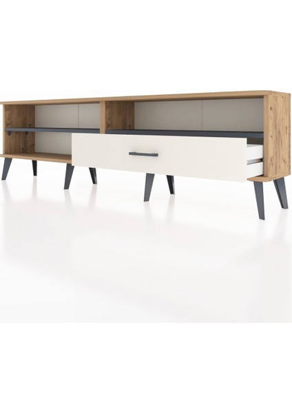 Arges Tv Ünitesi 2 Raflı Tek Çekmeceli 176X30X51 Çam-Antrasit/aytaşı fırsatları