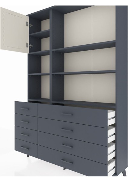Arges Dolap 7 Raflı 8 Çekmeceli Tek Kapaklı 132X30X195 Antrasit-Aytaşı/antrasit fırsatları
