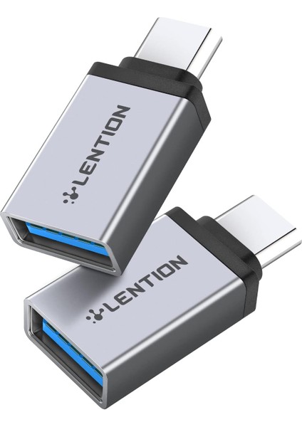 Lentıon Usb-C - USB 3.0 Adaptörü, Tip-C'yi Tip-A'ya Dönüştürme MacBook Pro 13/14/15/16 (Thunderbolt 3/4 Bağlantı Noktası), 2018-2023 Mac Air/ipad Pro, Surface Book 2/go, Daha Fazla (2 Paket, Koyu Gri)