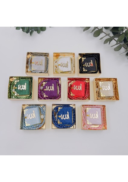 10 Adet Hediyelik Karışık Renk Mini Kuran-I Kerim ve Inci Tesbih Seti ( Mevlit-Sünnet-Hac-Umre)