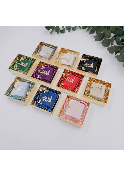 10 Adet Hediyelik Karışık Renk Mini Kuran-I Kerim ve Inci Tesbih Seti ( Mevlit-Sünnet-Hac-Umre) modelleri