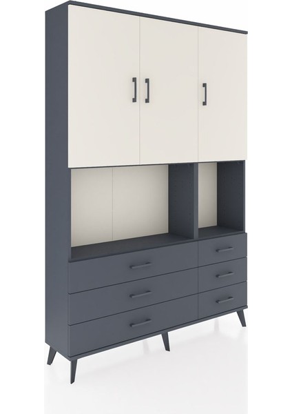 Arges Dolap 6 Raflı 6 Çekmeceli 3 Kapaklı 132X30X195 Antrasit-Aytaşı/antrasit fiyatları