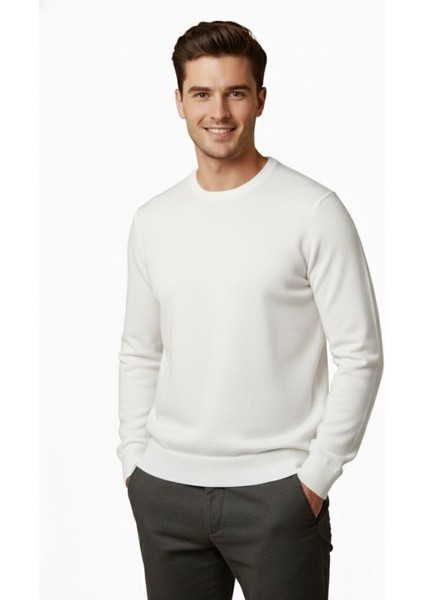 Erkek Sıfır Yaka Kazak Çelik Örgü Klasik Kalıp 4241C BGL-ST04857