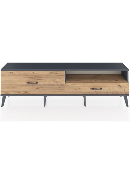 Arges Tv Ünitesi Tek Raflı 2 Çekmeceli 176X30X51 Antrasit-Çam/çam