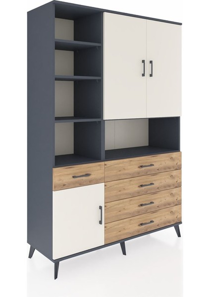 Hyperion Dolap 8 Raflı 5 Çekmeceli 3 Kapaklı 132X44X195 Antrasit-Aytaşı/çam fiyatları
