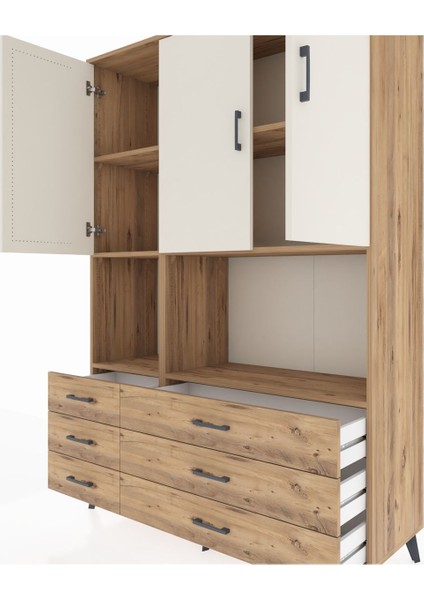 Hyperion Dolap 6 Raflı 6 Çekmeceli 3 Kapaklı 132X44X195 Çam-Aytaşı/çam fırsatları