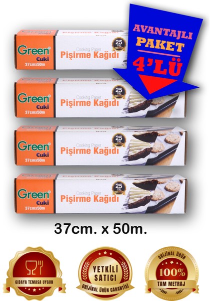 Pişirme Kağıdı 37CM. x 50 M. 4'lü Avantajlı Paket