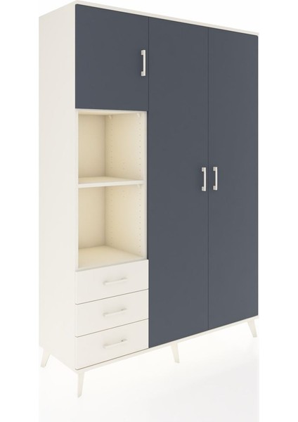 Hyperion Dolap 6 Raflı 3 Çekmeceli Tek Askılı 132X44X195 Aytaşı-Antrasit/aytaşı fiyatları