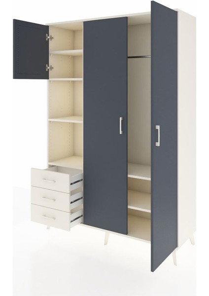 Hyperion Dolap 6 Raflı 3 Çekmeceli Tek Askılı 132X44X195 Aytaşı-Antrasit/aytaşı modelleri