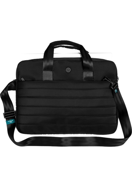 Leonaanelıa Alphecca Laptop Omuz Çantası, Siyah, 15.6 Inç, Tekstil, Iş Tipi, Su Geçirmez, Düz Desen, Dokuma Kumaş