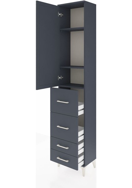 Arges Dolap 3 Raflı 4 Çekmeceli Tek Kapaklı 44X30X221 Antrasit-Antrasit fırsatları