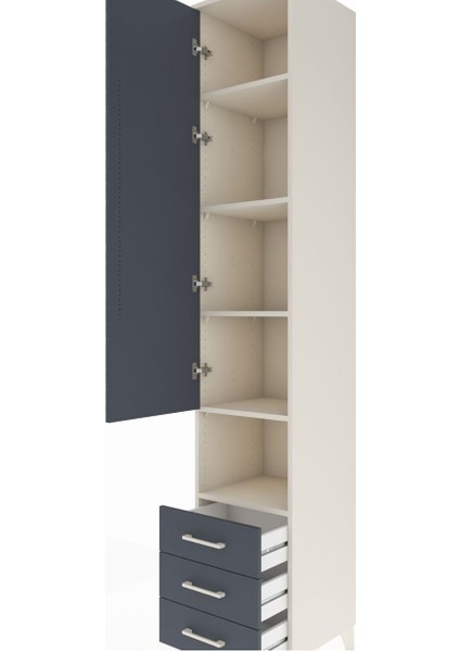 Hyperion Dolap 5 Raflı 3 Çekmeceli Tek Kapaklı 44X44X243 Aytaşı-Antrasit indirimleri
