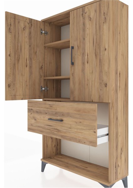 Arges Dolap 3 Raflı Tek Çekmeceli 2 Kapaklı 88X30X163 Çam-Çam indirimleri