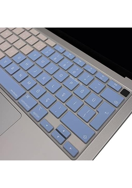 MacBook Air 13 Inç Klavye Koruyucu - A2179/A2337 M1 Uyumlu - Türkçe Q Baskı Stiker - Ultra Ince Silikon Toz & Sıvı Koruma Filmi Mavi Pembe fiyatları