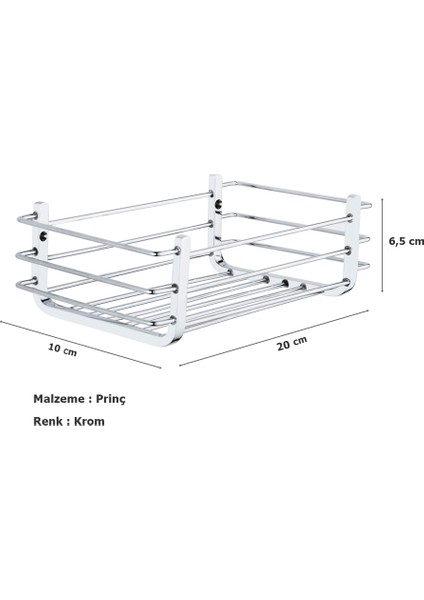 Tema Yatay Prinç Süngerlik Şampuanlık Krom Paslanmaz 20X10 cm fiyatları