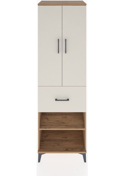 Hyperion Dolap 4 Raflı Tek Çekmeceli 2 Kapaklı 60X44X195 Çam-Aytaşı