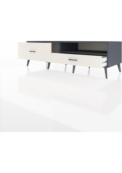 Kronos Tv Ünitesi Tek Raflı 2 Çekmeceli 176X59X51 Antrasit-Antrasit/aytaşı modelleri
