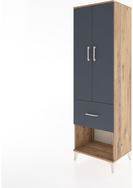 Hyperion Dolap 4 Raflı Tek Çekmeceli 2 Kapaklı 60X44X195 Çam-Antrasit modelleri