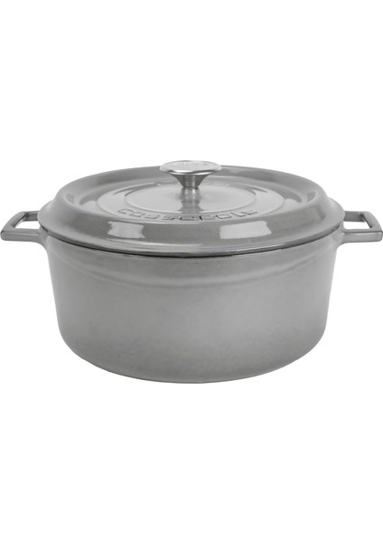 Metal Premium Serisi - Döküm Yuvarlak Tencere, 24 Cm, Majolik Gri