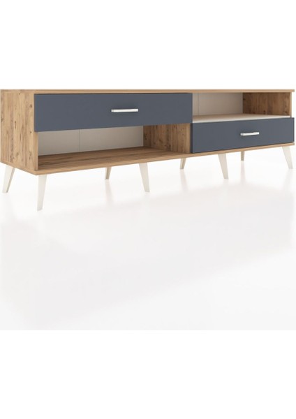 Hyperion Tv Ünitesi Tek Raflı 2 Çekmeceli 176X44X51 Çam-Aytaşı/antrasit fiyatları