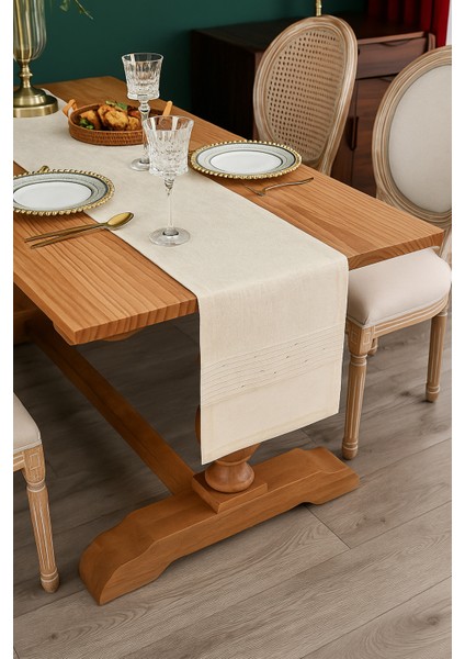 Çizgili Keten Runner