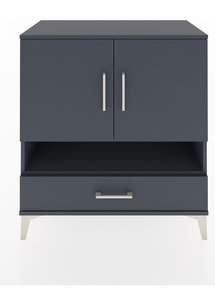 Hyperion Şifonyer 4 Raflı Tek Çekmeceli 2 Kapaklı 88X44X96 Antrasit-Antrasit